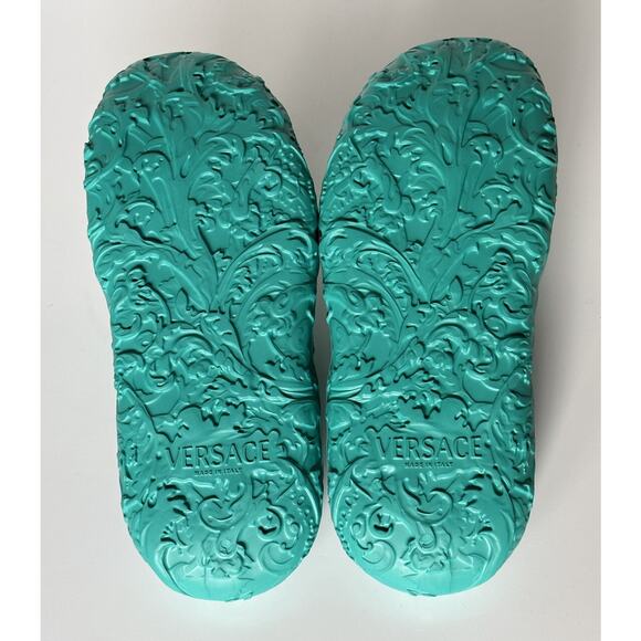 NIB $525 Versace Medusa Head Slides Pool Sandals Turquoise 12 US (45) 1005746 IT - Picture 10 of 15